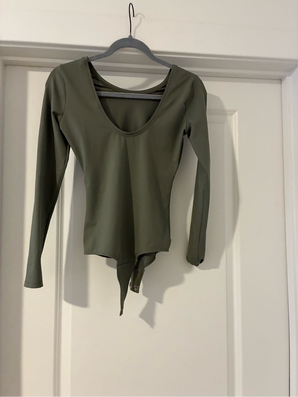 SPANX Olive Green Long Sleeve Scoop Neck Bodysuit - Picture 2 of 3